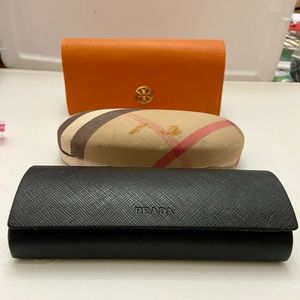 Three Sunglasses Cases- Burberry, Prada and Tory Burch